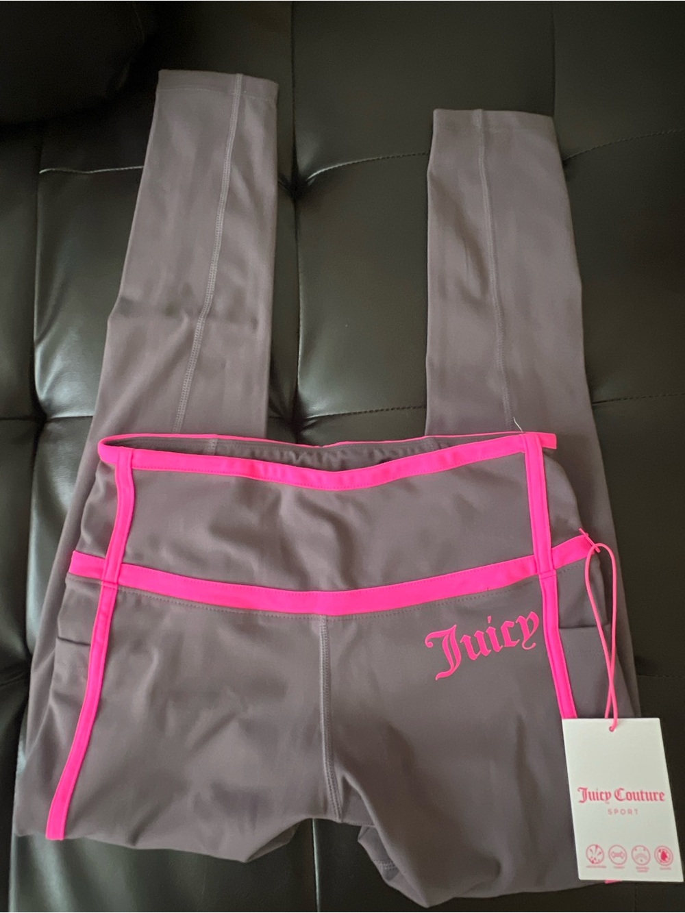 Juicy Couture Purple Leggings with Pink Trim